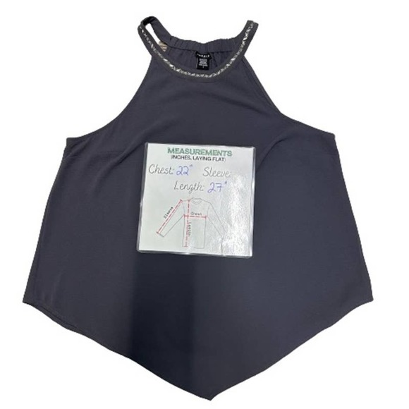 TORRID Embellished Neck Crepe Tank Top Charcoal Grey Size‎ 1/XL - Picture 7 of 9